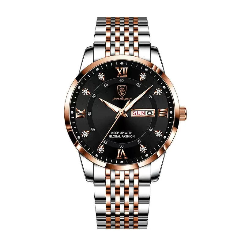 POEDAGAR Men Watches Stainless Steel