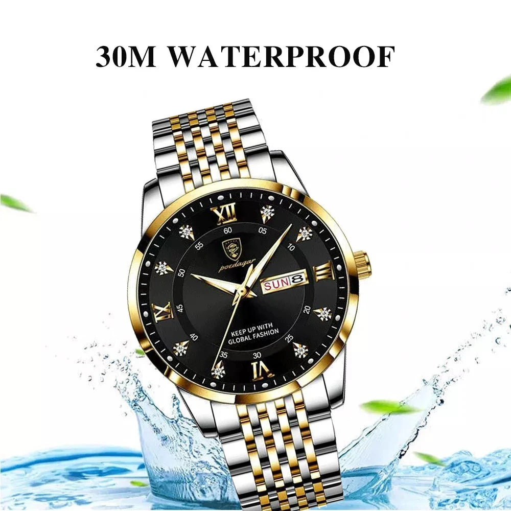POEDAGAR Men Watches Stainless Steel