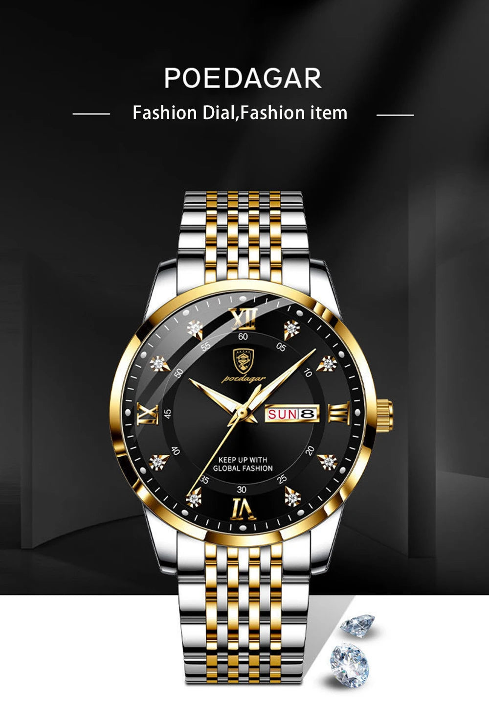 POEDAGAR Men Watches Stainless Steel