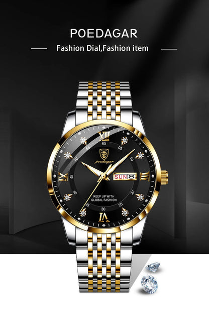 POEDAGAR Men Watches Stainless Steel