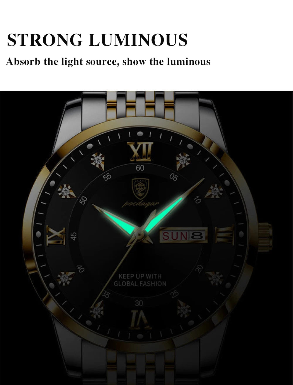 POEDAGAR Men Watches Stainless Steel