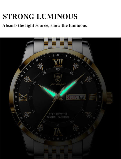 POEDAGAR Men Watches Stainless Steel