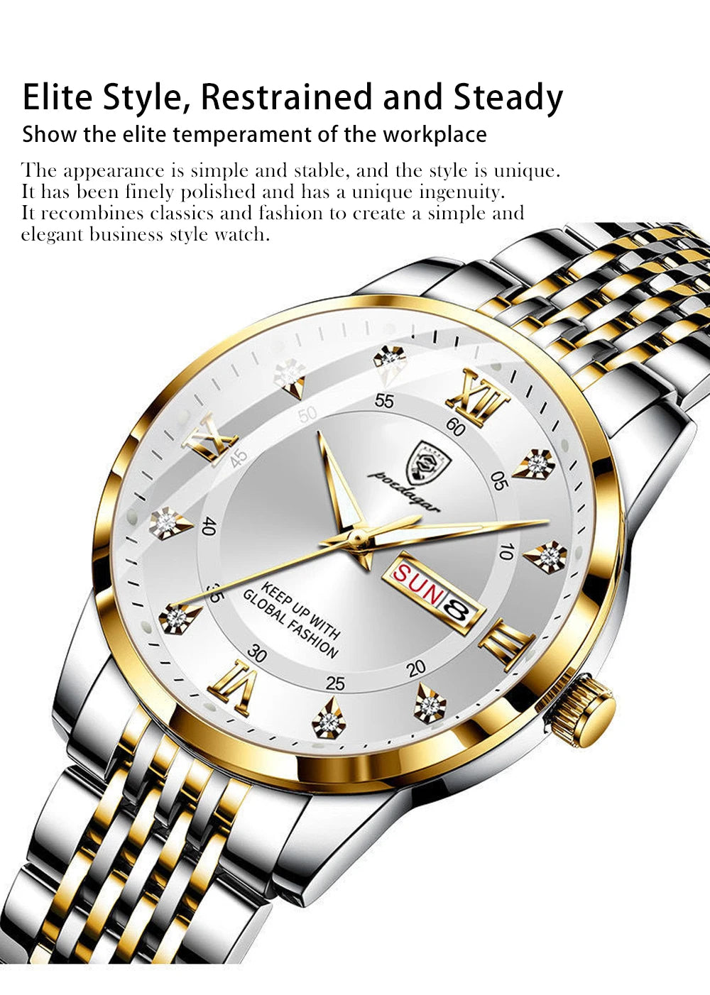 POEDAGAR Men Watches Stainless Steel