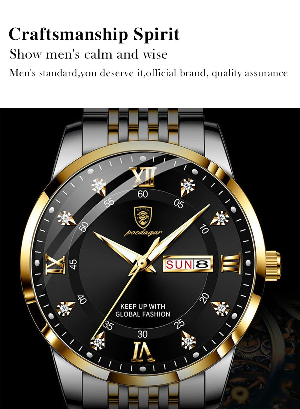 POEDAGAR Men Watches Stainless Steel