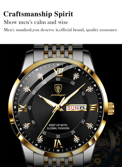 POEDAGAR Men Watches Stainless Steel