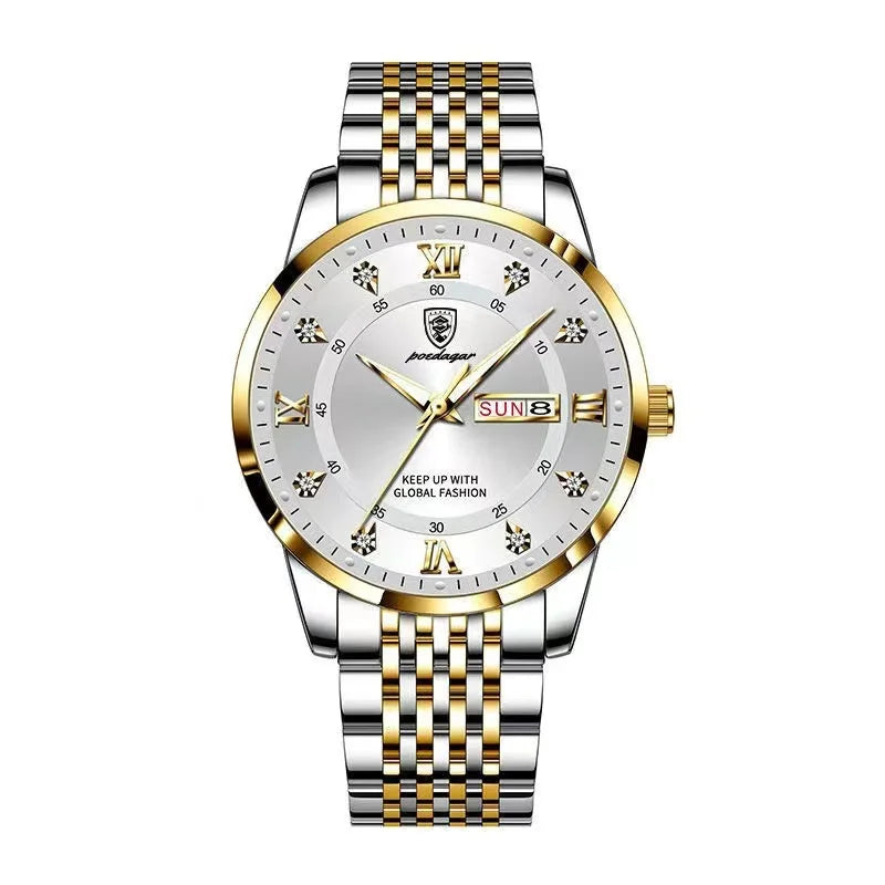 POEDAGAR Men Watches Stainless Steel