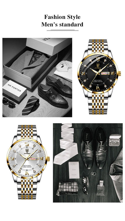 POEDAGAR Men Watches Stainless Steel