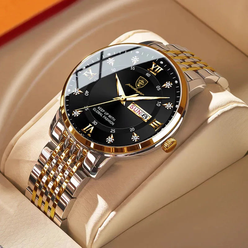 POEDAGAR Men Watches Stainless Steel