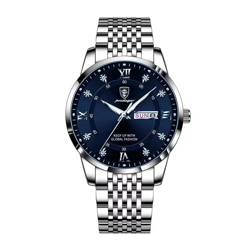 POEDAGAR Men Watches Stainless Steel