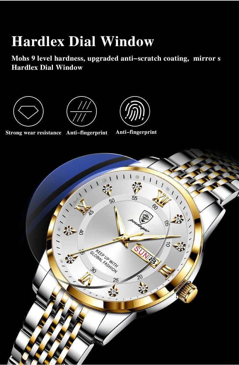 POEDAGAR Men Watches Stainless Steel