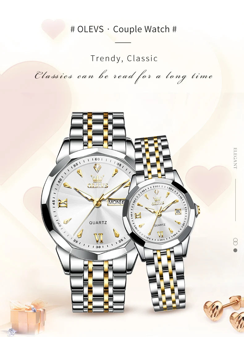 OLEVS 9998 Quartz Couple Watches Original