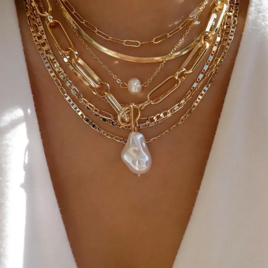 Women’s Gold-Tone Layered Crystal Pendant Necklace Set