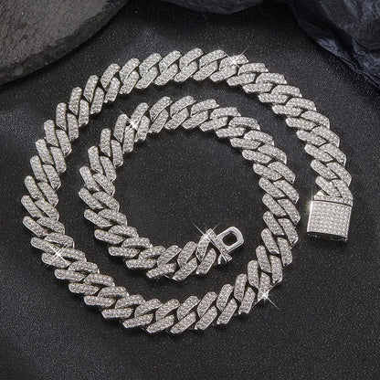 3pcs Necklace+Bracelet+Watch Cuban Chain Watch for Men Hip Hop