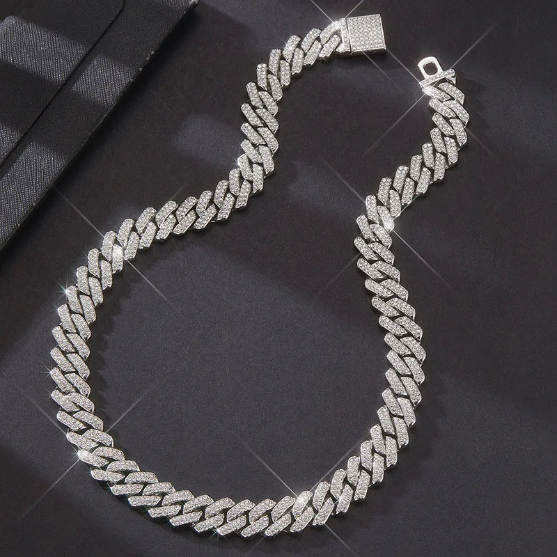 3pcs Necklace+Bracelet+Watch Cuban Chain Watch for Men Hip Hop