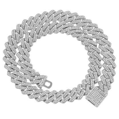 3pcs Necklace+Bracelet+Watch Cuban Chain Watch for Men Hip Hop