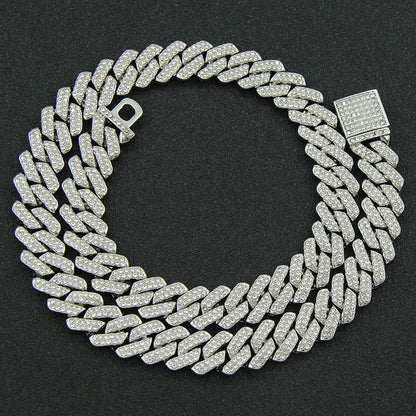 3pcs Necklace+Bracelet+Watch Cuban Chain Watch for Men Hip Hop