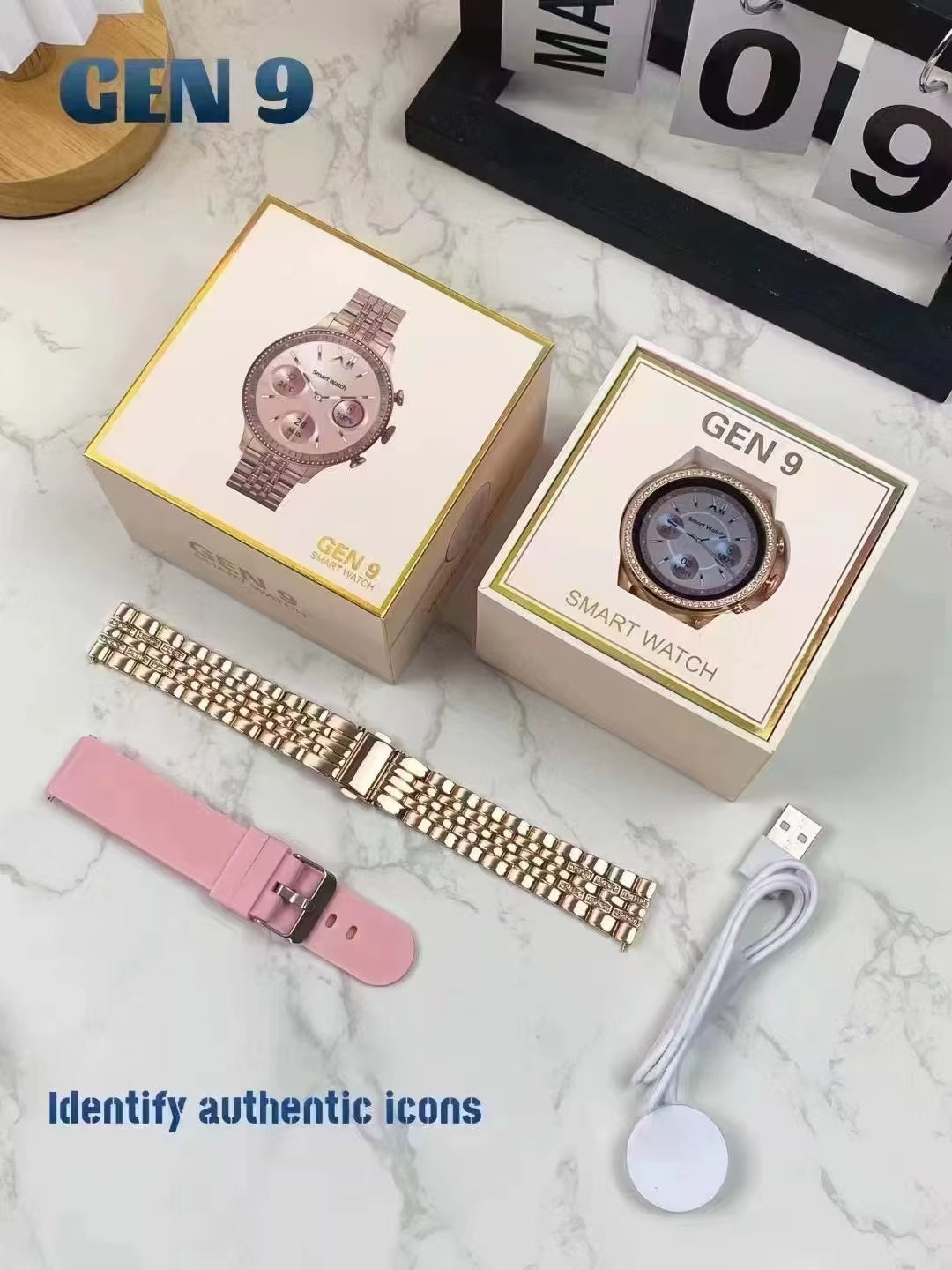 GEN9 Women's Fashion Smart Watch with IPS Display, Bluetooth Calling, Exercise Tracking, and Blood Pressure Monitoring - Model 10/15